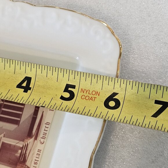 Vintage Gerlaw Christian Christian Display Plate Trinket Dish Gold Trim 6x7" - Picture 9 of 10